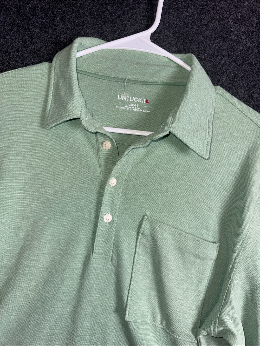 UNTUCKit Men's Sage Green Long-Sleeve Polo with Chest Pocket
